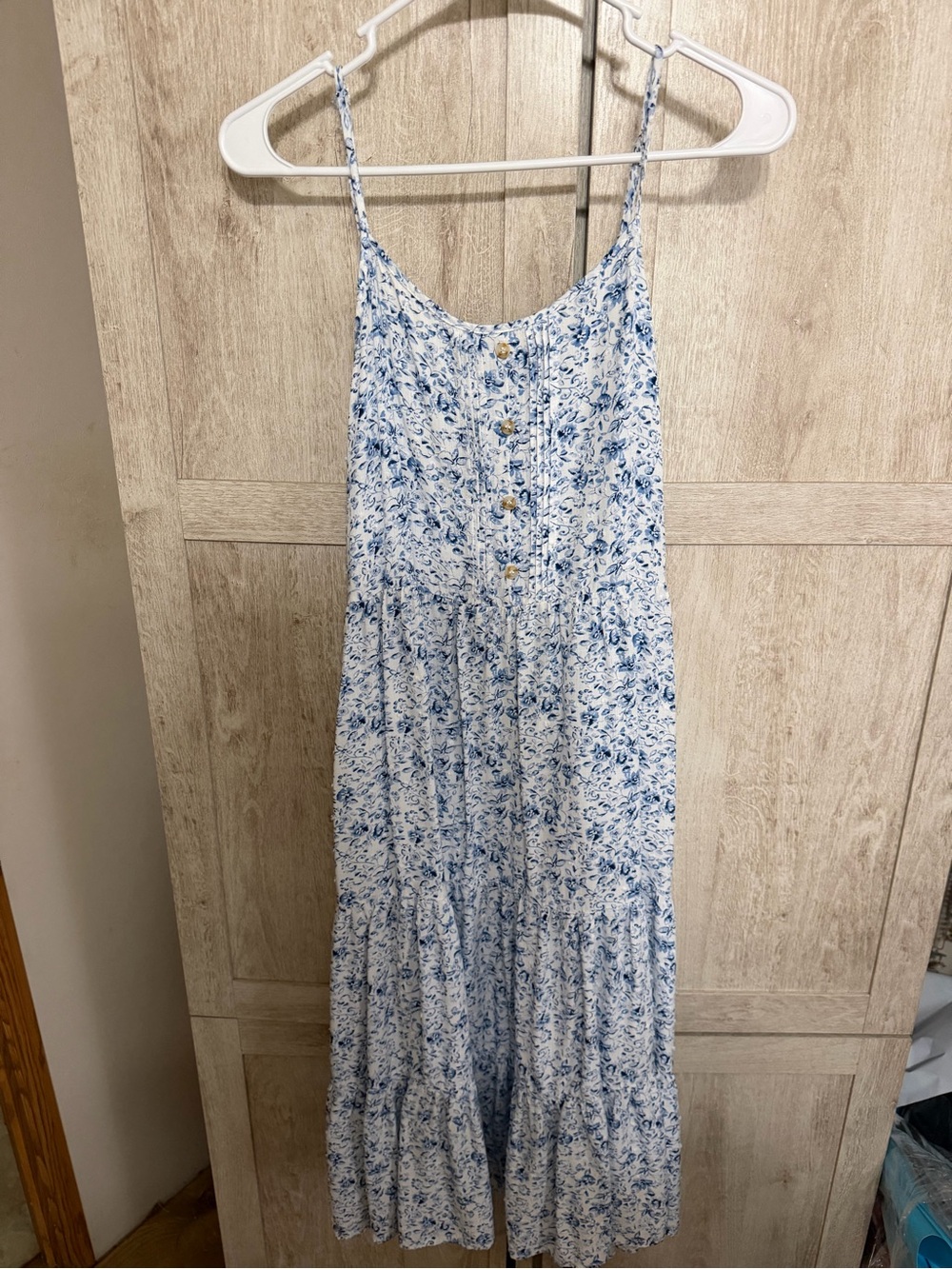 Blu Pepper Blue Floral Midi Dress with Buttons